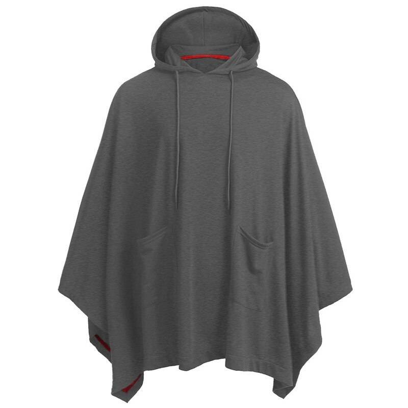 Men's Contrast Lines Techwear Hooded Poncho — Stretch fabric