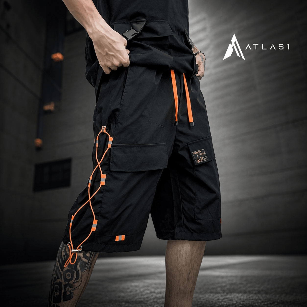 Men's Contrast Straps Techwear Shorts - ATLAS 1