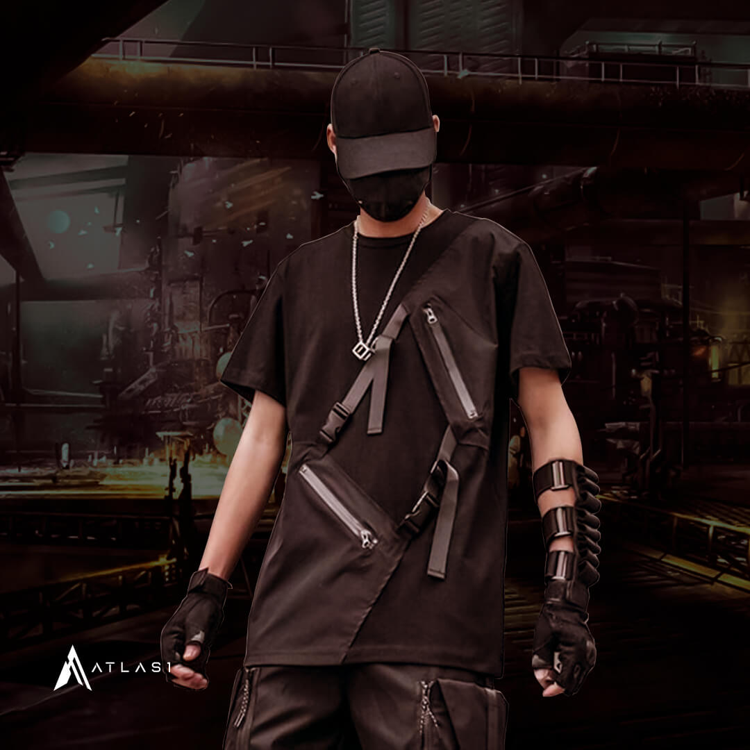 Men's Cotton Oversized Pockets Techwear T-Shirt - ATLAS 1