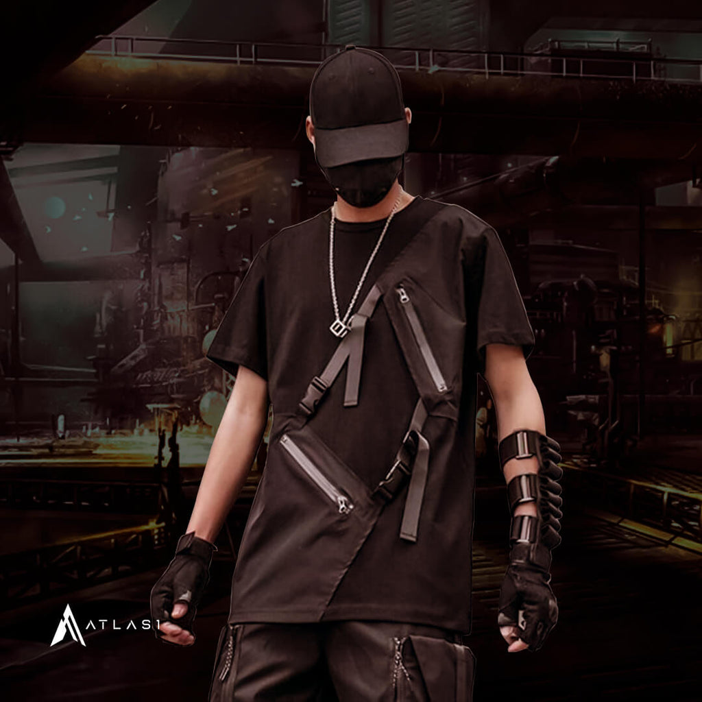 Men's Cotton Oversized Pockets Techwear T-Shirt - ATLAS 1