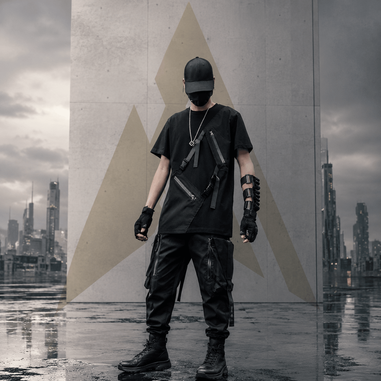 Men's Cotton Oversized Pockets Techwear T-Shirt - ATLAS 1