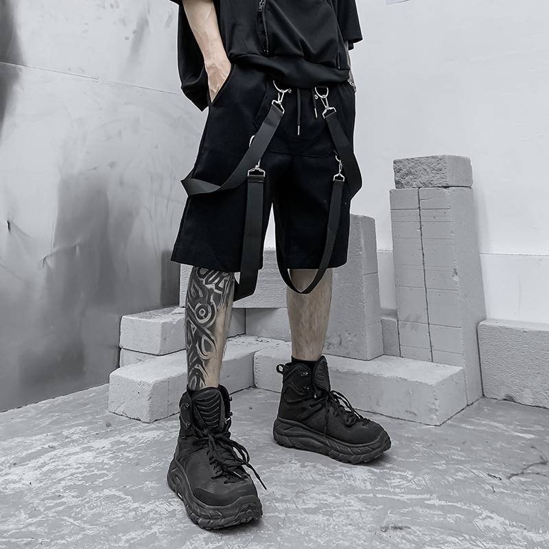 Men's Cotton Tactical Straps Oversized Techwear Shorts - ATLAS 1