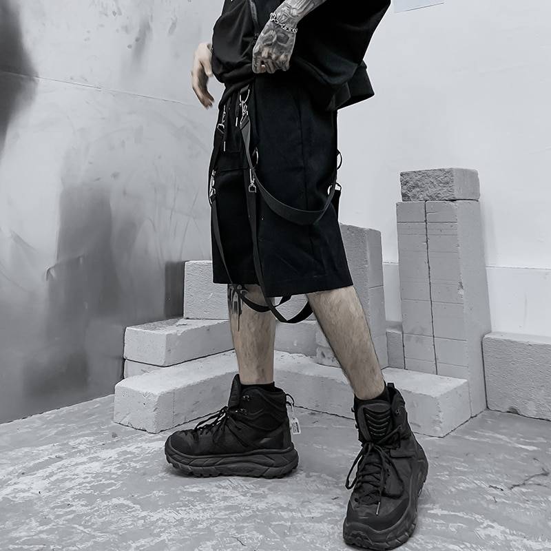 Men's Cotton Tactical Straps Oversized Techwear Shorts - ATLAS 1