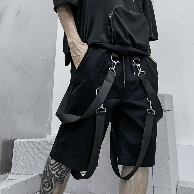Men's Cotton Tactical Straps Oversized Techwear Shorts - ATLAS 1