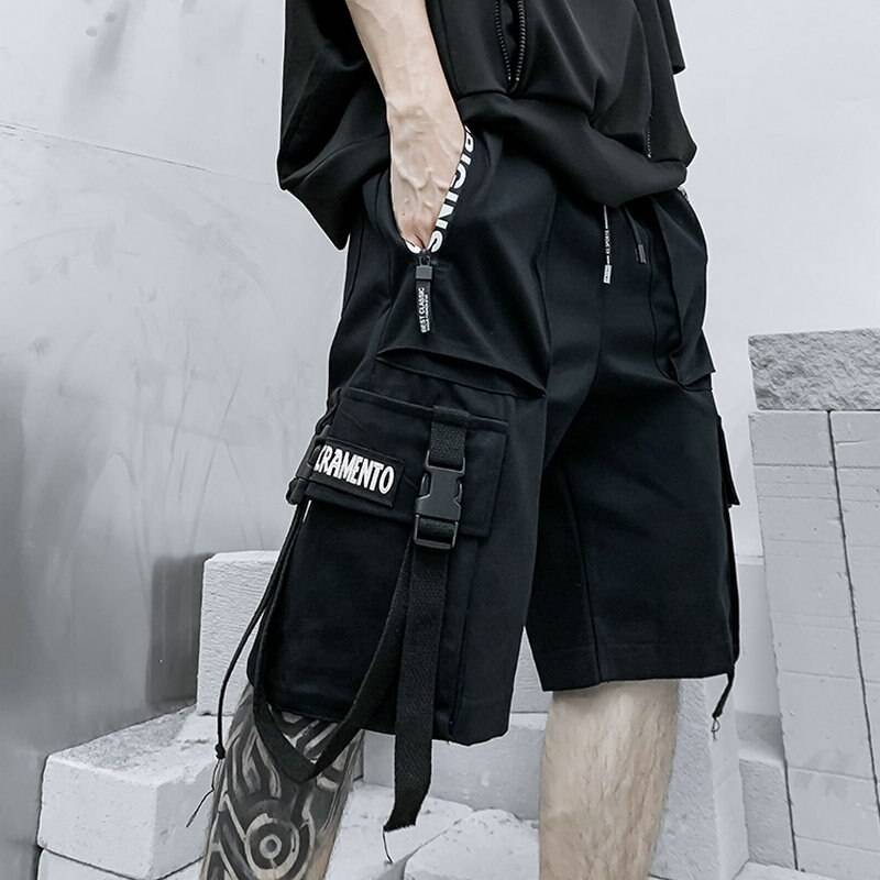 Men's Cotton Tactical Straps Oversized Techwear Shorts - ATLAS 1