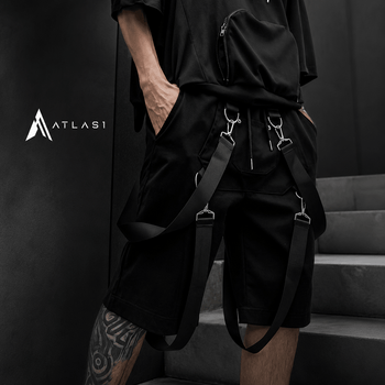 Men's Cotton Tactical Straps Oversized Techwear Shorts