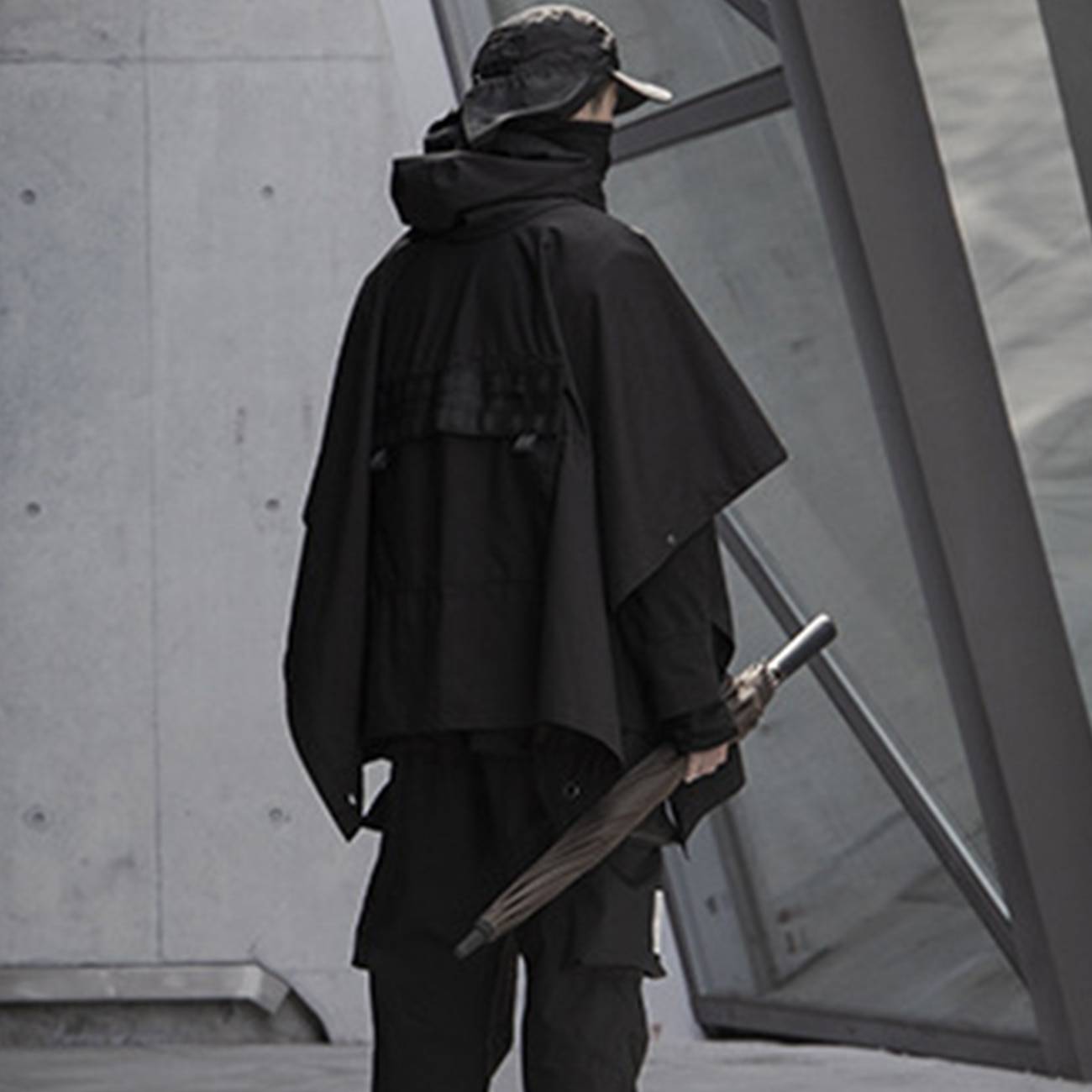 Men's Dark Ninja Waterproof Techwear Cape - ATLAS 1