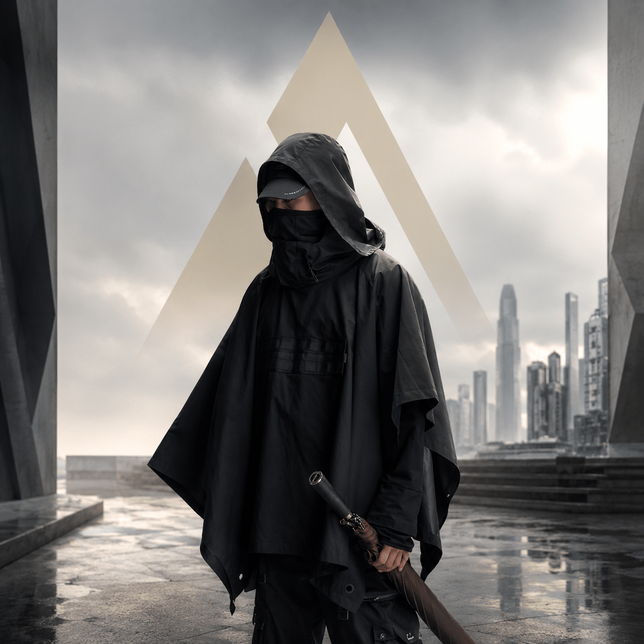 Men's Dark Ninja Waterproof Techwear Cape - ATLAS 1