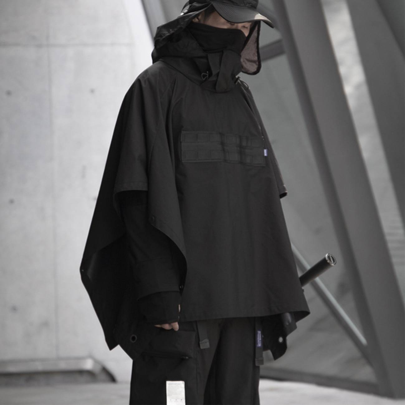 Men's Dark Ninja Waterproof Techwear Cape - ATLAS 1