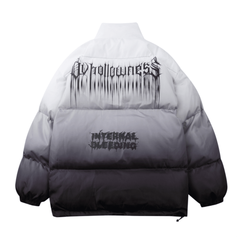 男款漸層色寬鬆 techwear 冬季外套 — 長袖剪裁
