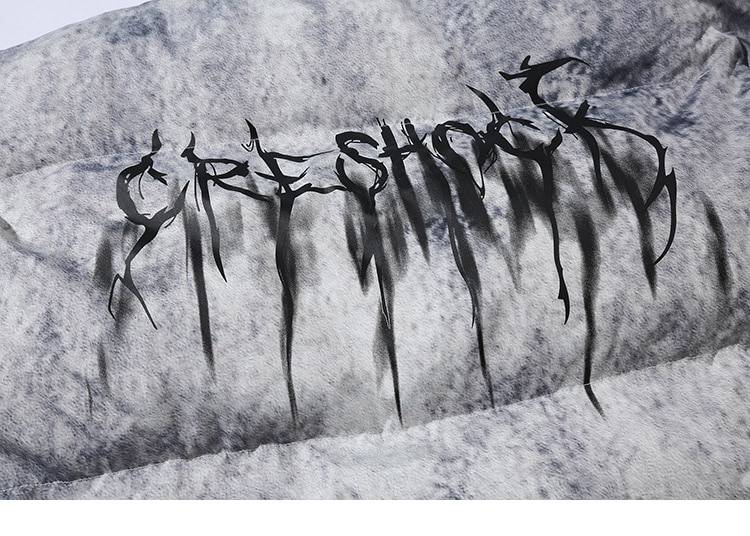 Men's Graffiti Print Oversized Techwear Puffer Jacket - ATLAS 1