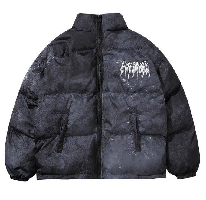 Men's Graffiti Print Oversized Techwear Puffer Jacket - ATLAS 1