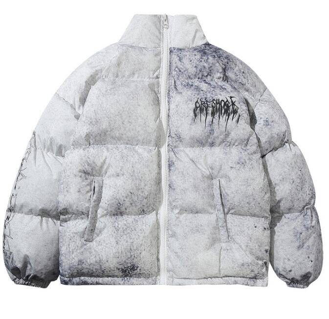 Men's Graffiti Print Oversized Techwear Puffer Jacket - ATLAS 1