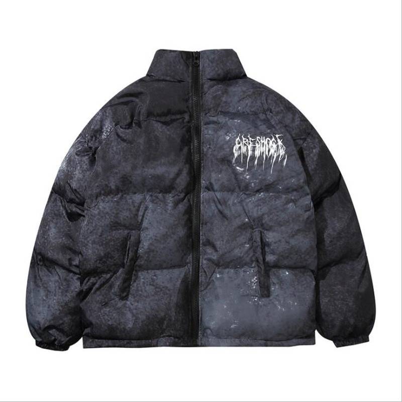 Men's Graffiti Print Oversized Techwear Puffer Jacket - ATLAS 1