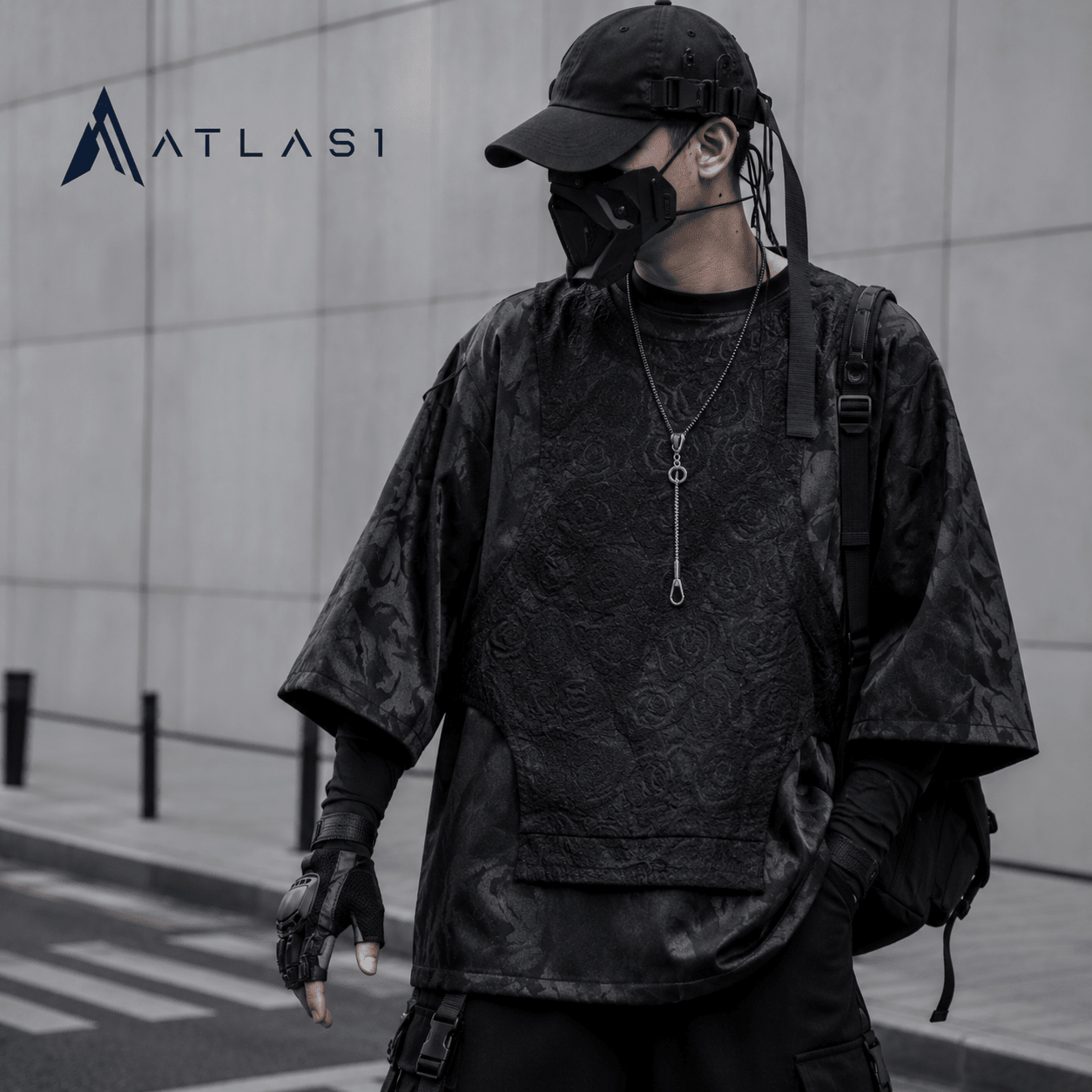 Men's Layered Techwear Streetwear Short Sleeve Top - ATLAS 1