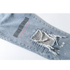 Men's Light Blue Color Ripped Streetwear Jeans - ATLAS 1