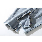 Men's Light Blue Color Ripped Streetwear Jeans - ATLAS 1