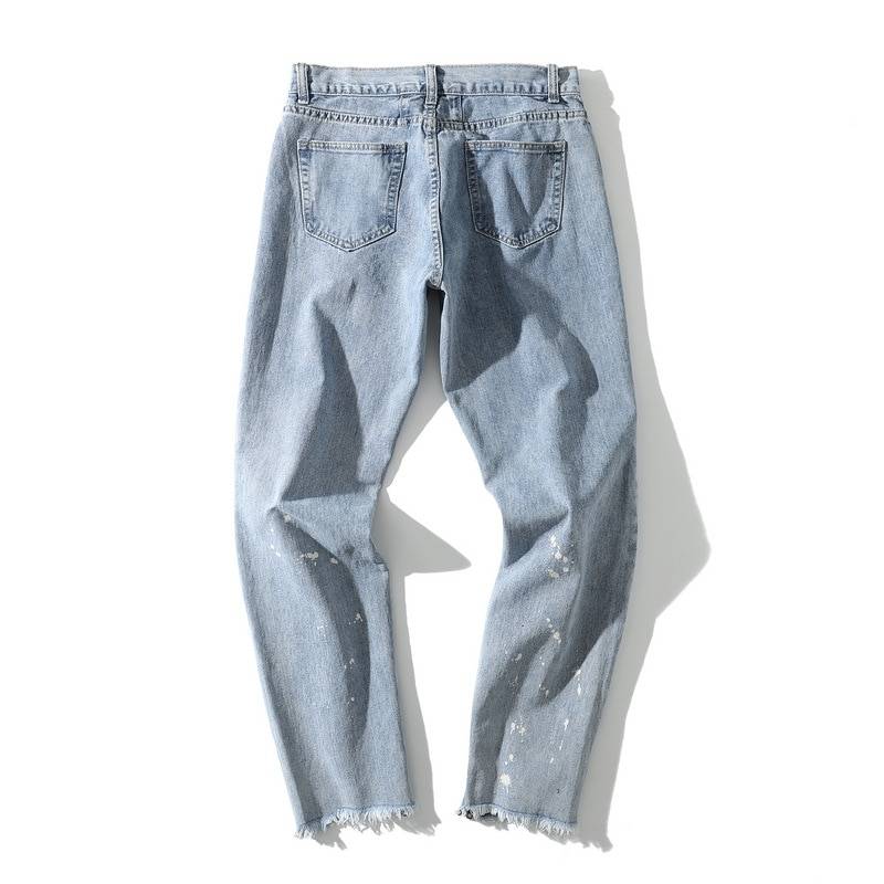 Men's Light Blue Color Ripped Streetwear Jeans - ATLAS 1