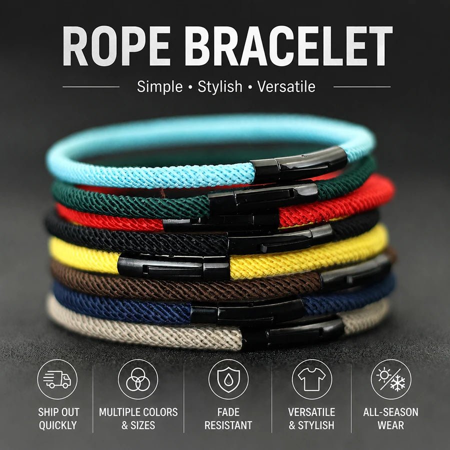 Men's Minimalist Rope Stainless Steel Buckle Bracelet - ATLAS 1