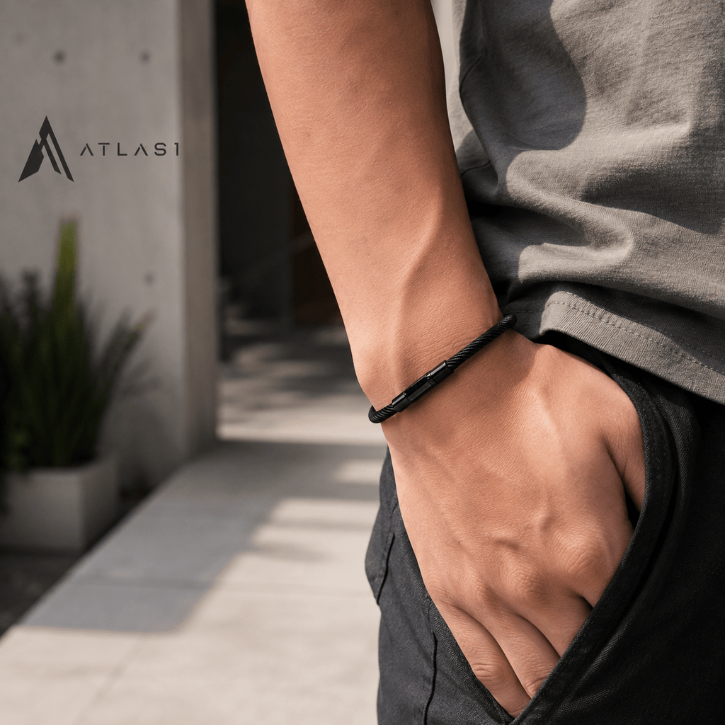 Men's Minimalist Rope Stainless Steel Buckle Bracelet - ATLAS 1