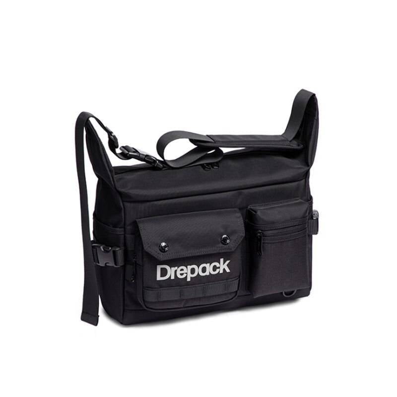 Men's Multi-Pocket Black Techwear Crossbody Bag — Multiple separate compartments
