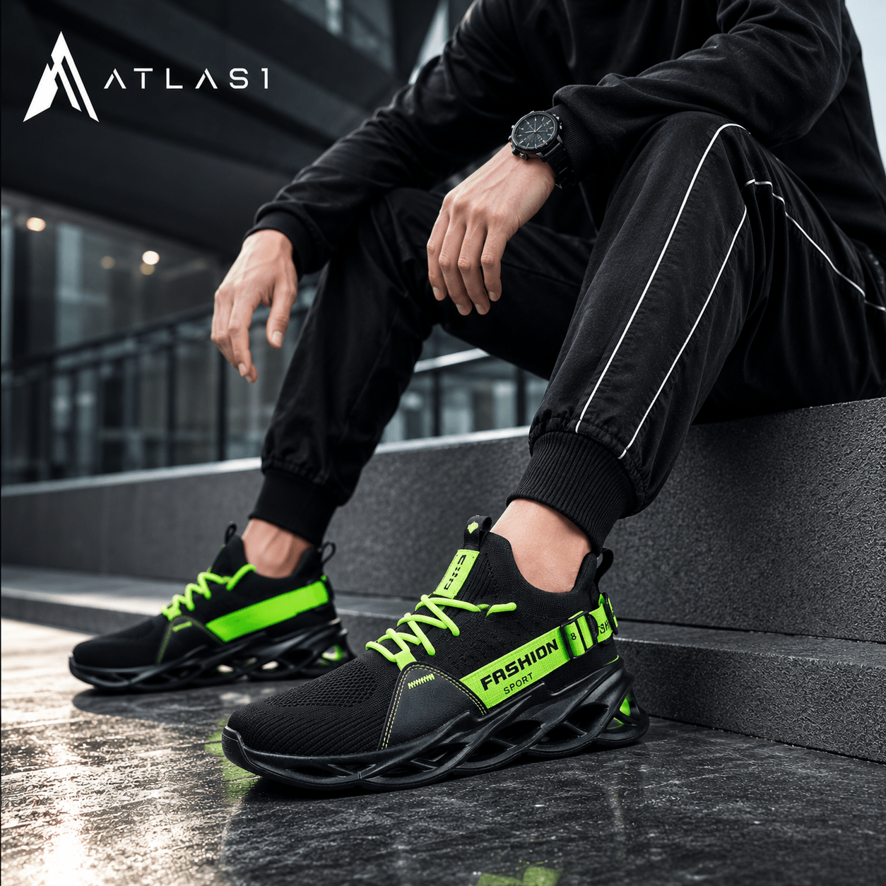 Men's Neon Color Techwear Sneakers - ATLAS 1