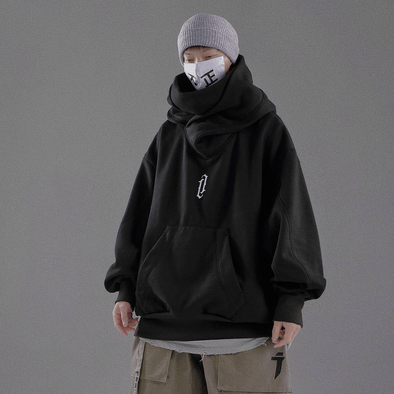 Men's Ninja Style Double Neckline Oversized Hoodie - ATLAS 1
