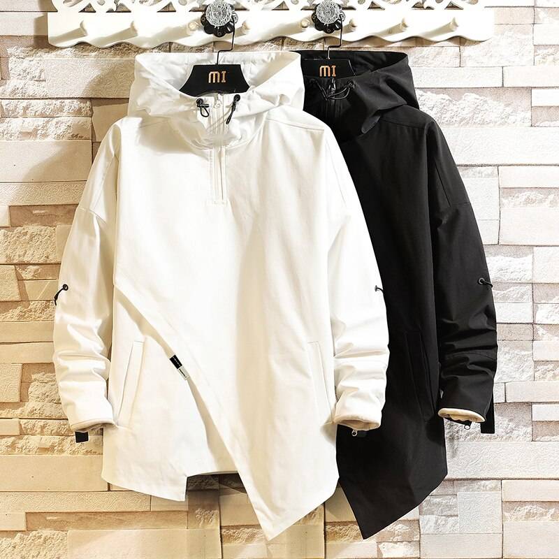 Herren Origami Kapuzen-Techwear-Windbreaker — Polyester-Material
