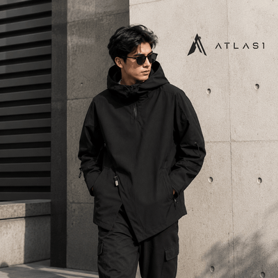 男款折纸连帽techwear防风夹克