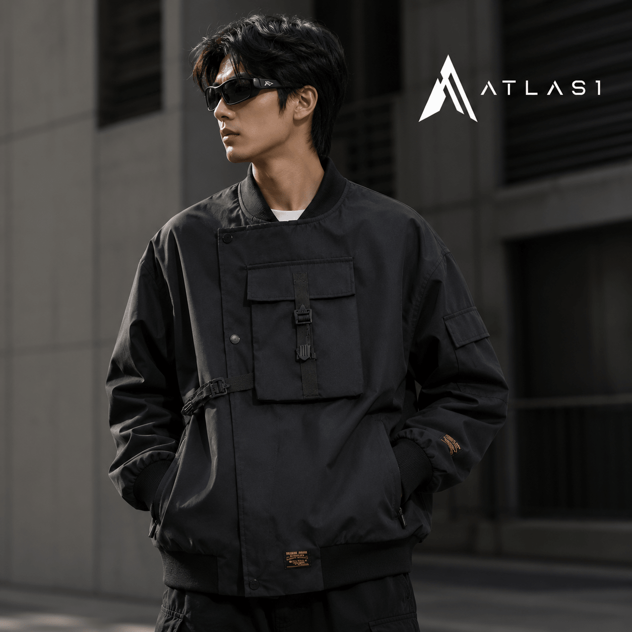 Men's Oversized Pocket Techwear Bomber Jacket - ATLAS 1
