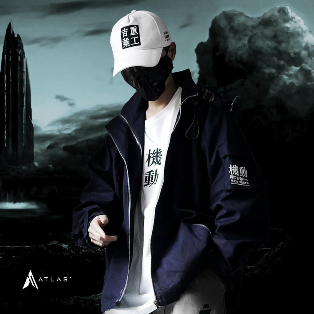 Men's Oversized Strappy Tactical Techwear Windbreaker - ATLAS 1