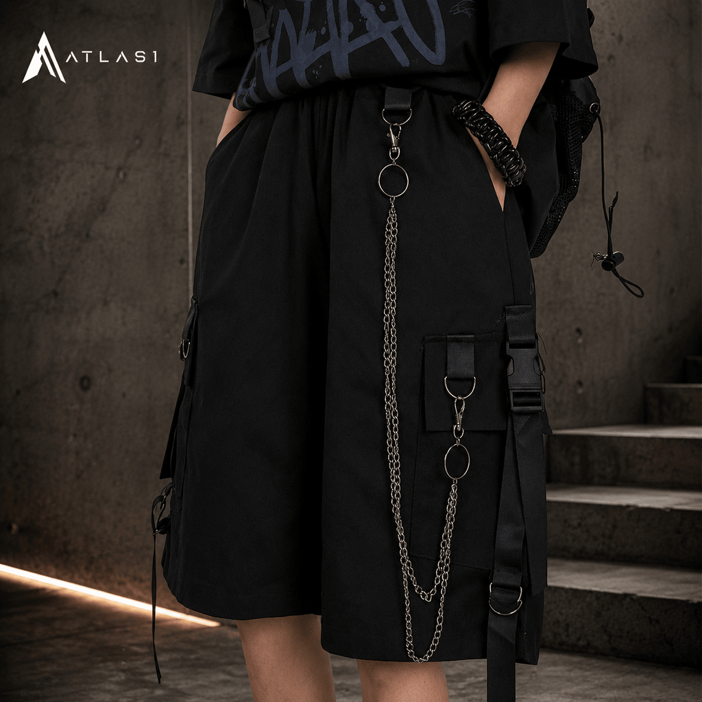 Men's Oversized Techwear Style Shorts with Chains - ATLAS 1