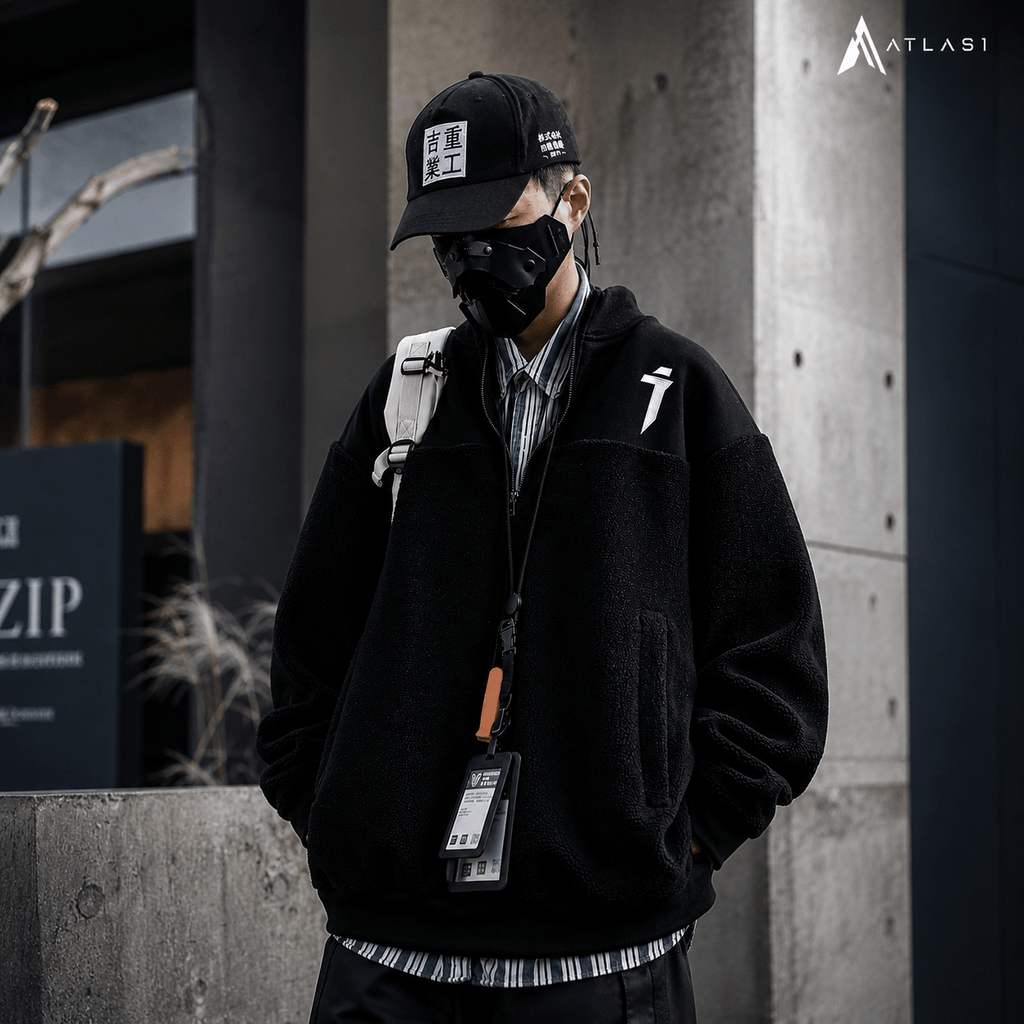 Men's Plush Oversized Techwear Zipper Sweatshirt - ATLAS 1