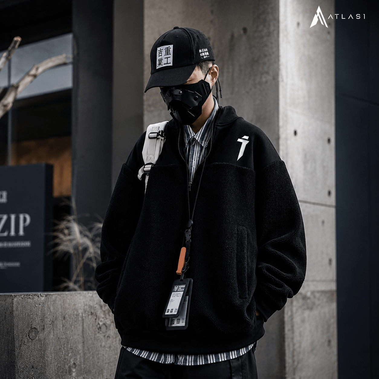 Men's Plush Oversized Techwear Zipper Sweatshirt - ATLAS 1