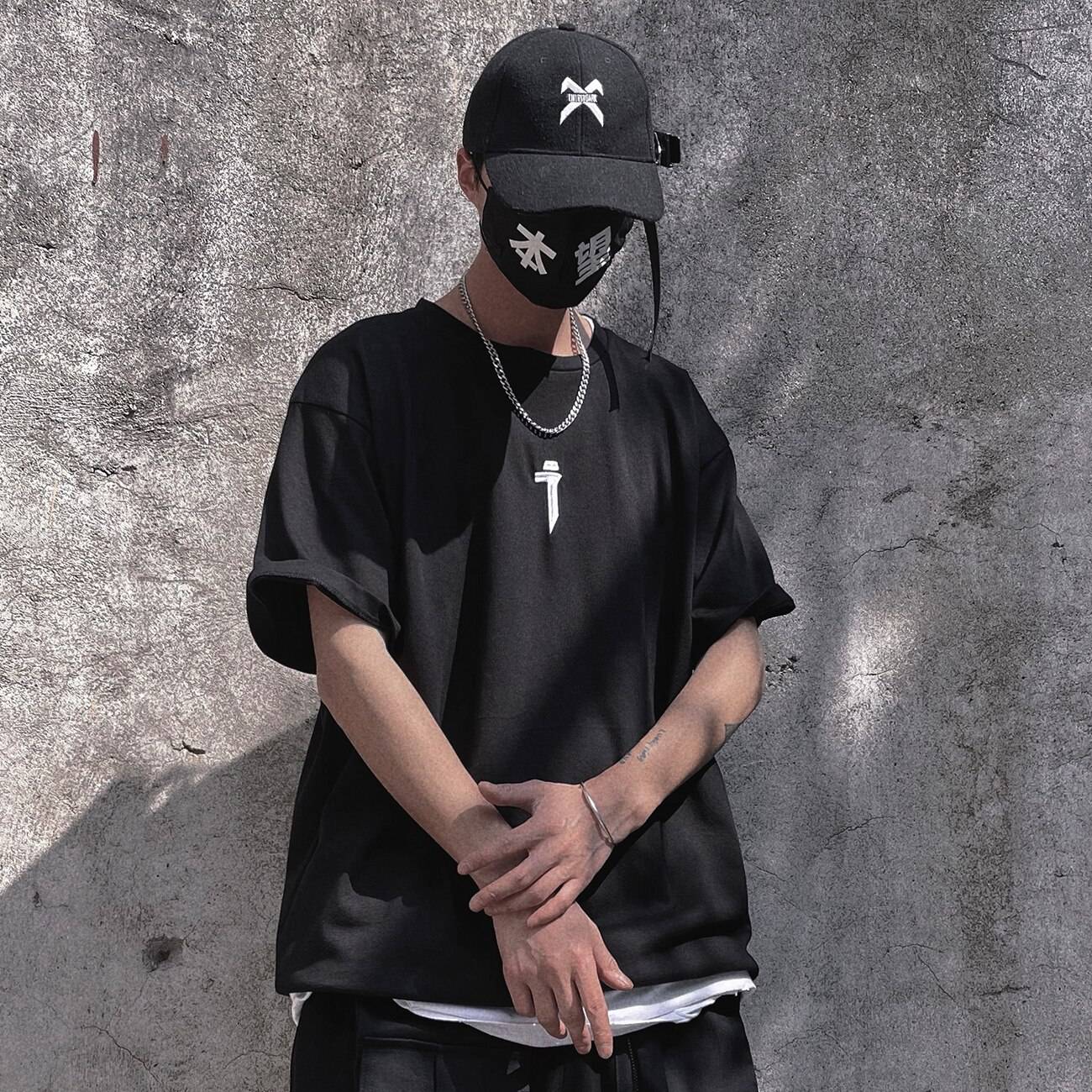 Men's Radiation Sign Oversized Techwear T-Shirt - ATLAS 1
