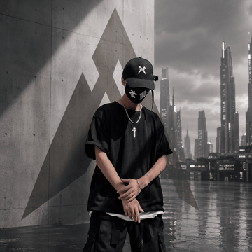 Men's Radiation Sign Oversized Techwear T-Shirt - ATLAS 1