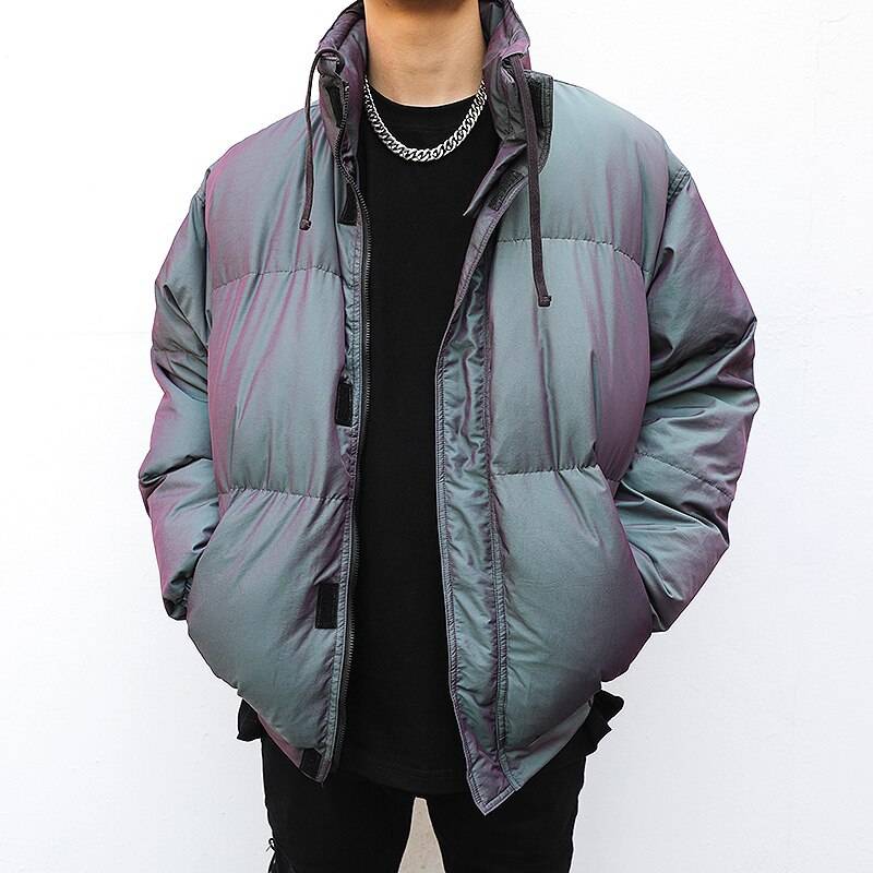 Reflektierender Wattierter Techwear Winterjacke für Herren aus Baumwolle — Baumwollmischung