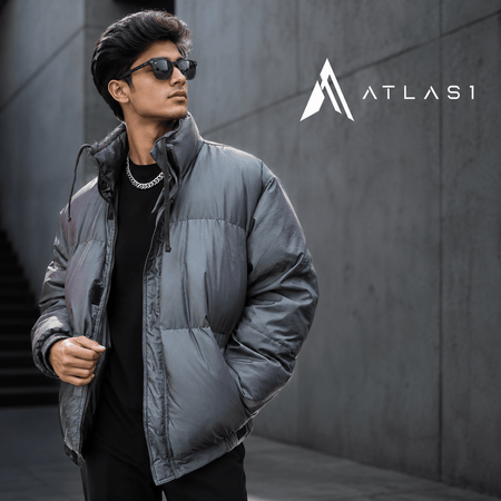 Reflektierender Wattierter Techwear Winterjacke für Herren aus Baumwolle