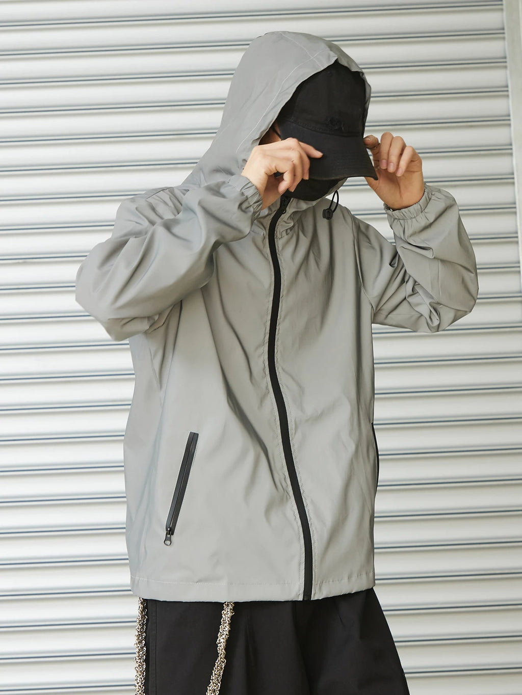 Men's Reflective Hooded Streetwear Windproof Jacket - ATLAS 1 - Techwear Store
