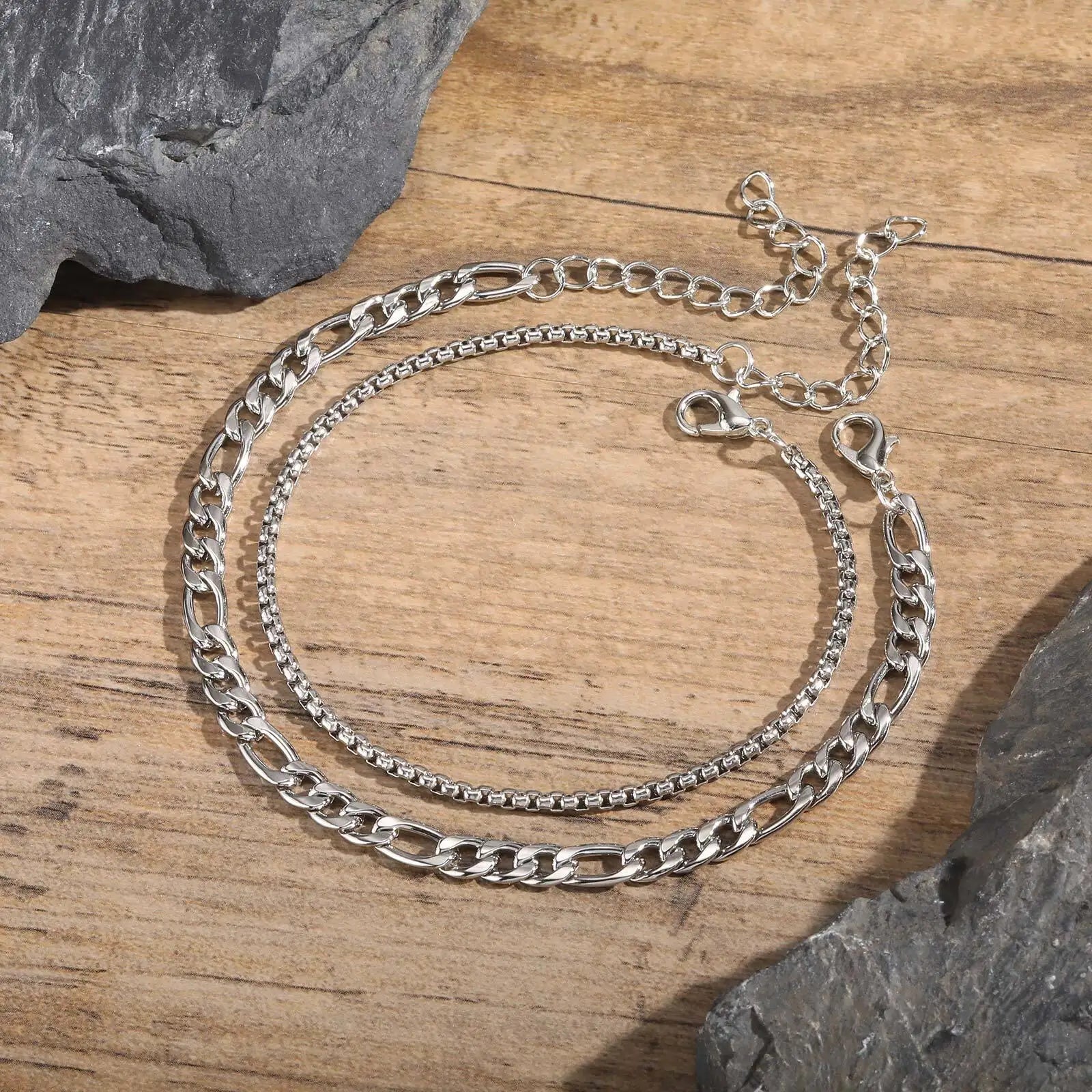 Mens Set Bracelets, Waterproof Stainless Steel Box Chain - ATLAS 1
