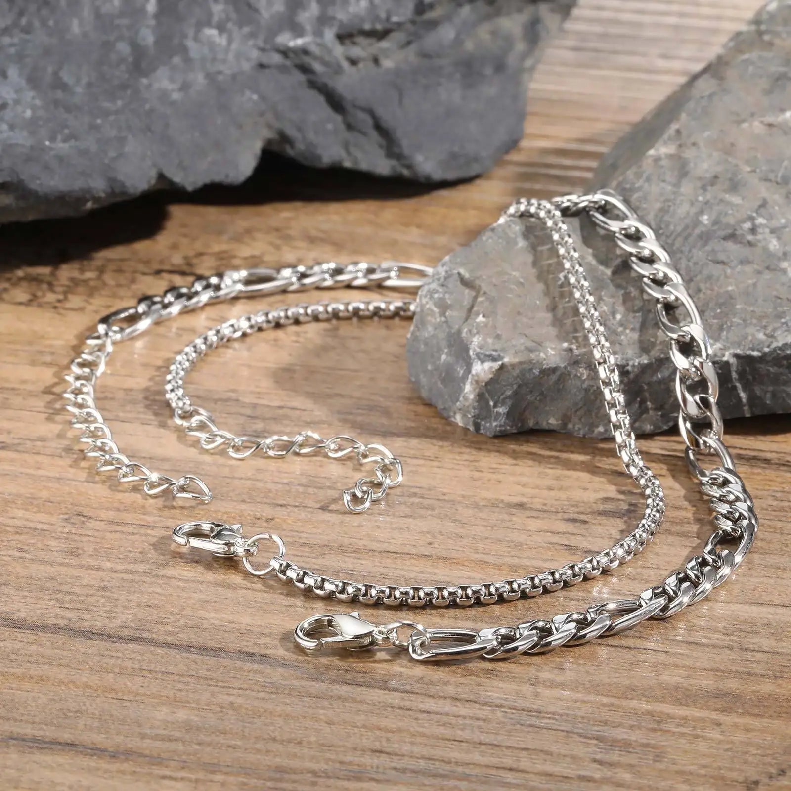 Mens Set Bracelets, Waterproof Stainless Steel Box Chain - ATLAS 1