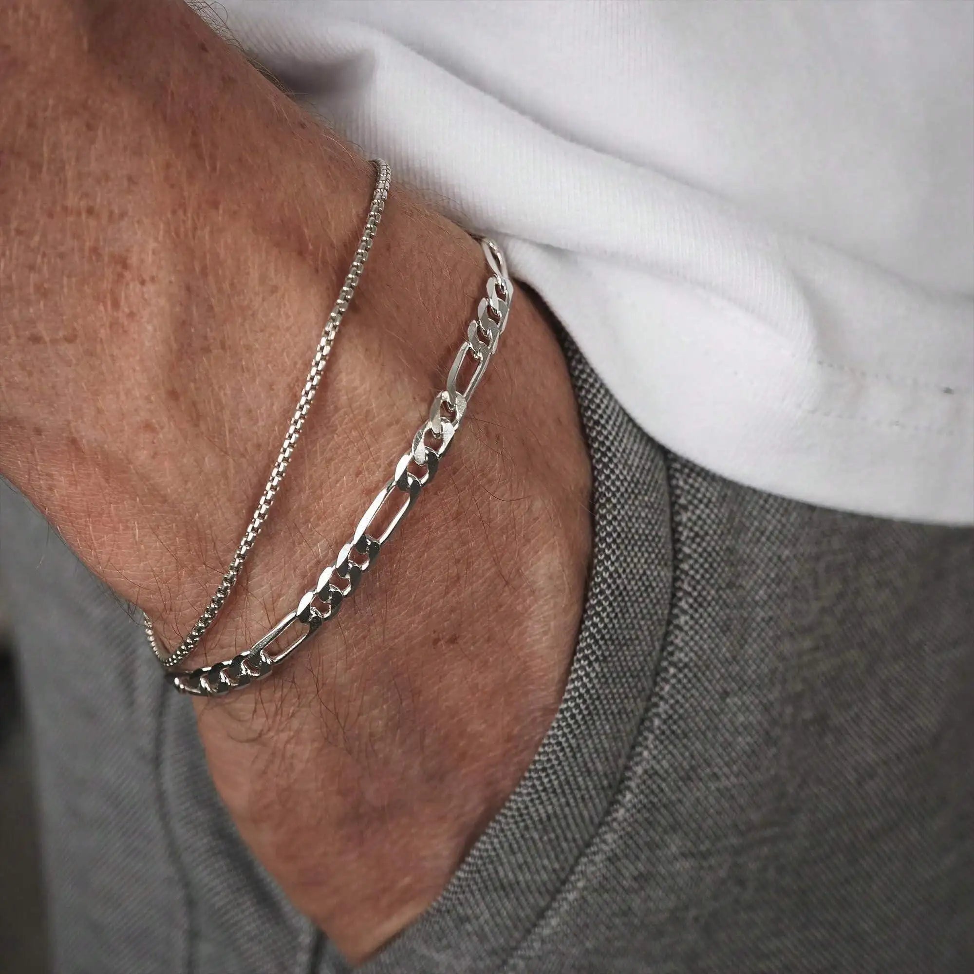 Mens Set Bracelets, Waterproof Stainless Steel Box Chain - ATLAS 1