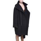 Men's Solid Black Capsule Hooded Techwear Coat - ATLAS 1