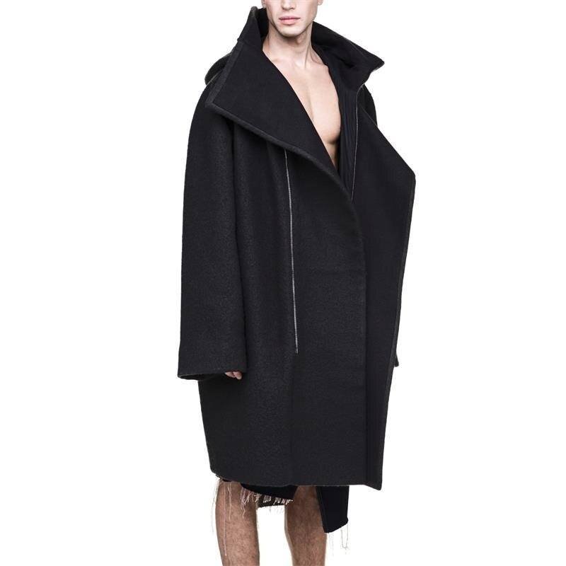 Men's Solid Black Capsule Hooded Techwear Coat - ATLAS 1