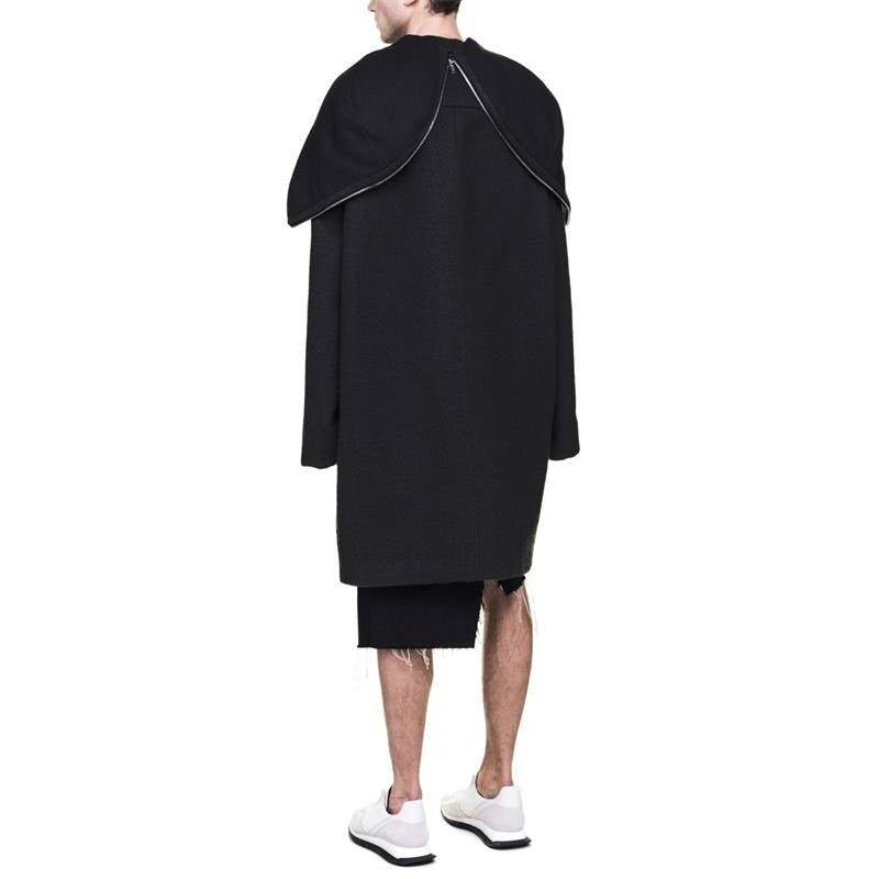Men's Solid Black Capsule Hooded Techwear Coat - ATLAS 1