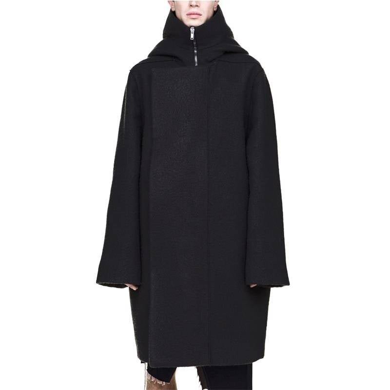 남성용 솔리드 블랙 캡슐 후드 techwear 코트 — 후드 디자인