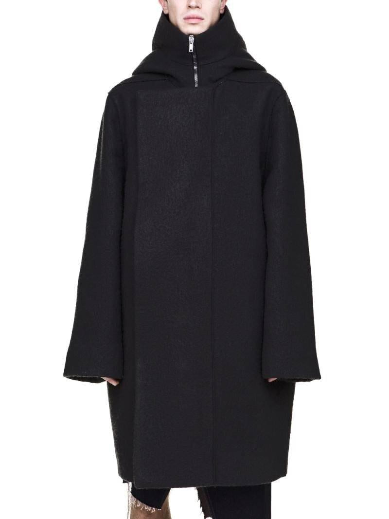 Men's Solid Black Capsule Hooded Techwear Coat - ATLAS 1