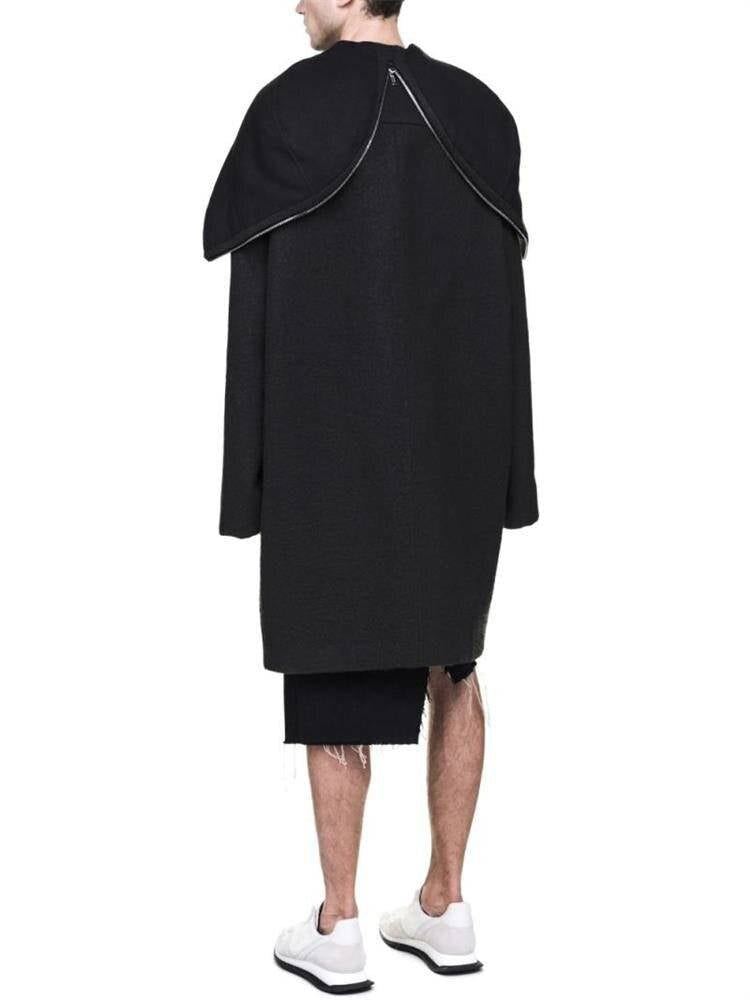 Men's Solid Black Capsule Hooded Techwear Coat - ATLAS 1