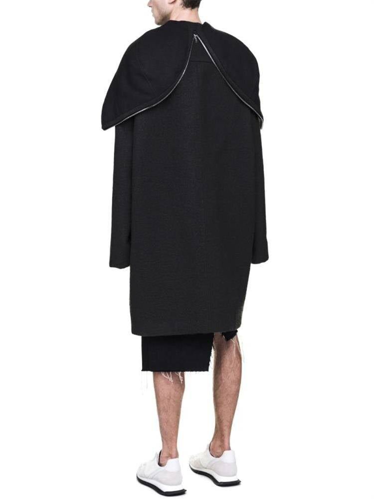 Men's Solid Black Capsule Hooded Techwear Coat - ATLAS 1