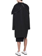 Men's Solid Black Capsule Hooded Techwear Coat - ATLAS 1